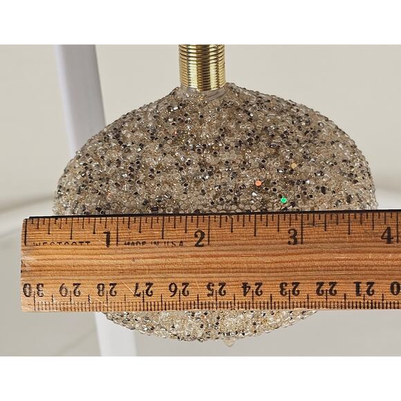 Beaded Onion Shape Christmas Ornament Gold Silver 5x4.5" Holiday Decor Christmas - Picture 5 of 16